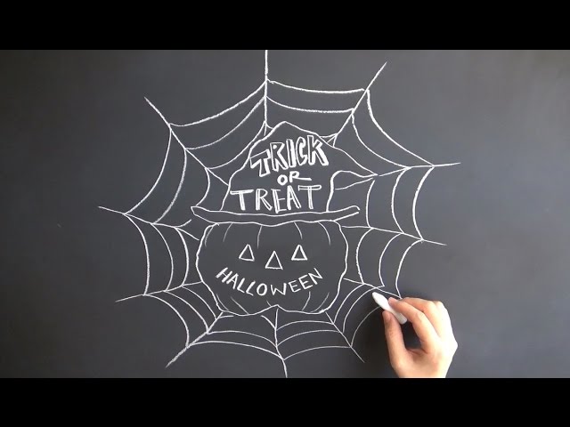 ハロウィン背景、怖いは黒い黒板、休日の主題、イラストに白チョークで描かれたアイコンをスケッチします。のイラスト素材・ベクター Image63464536