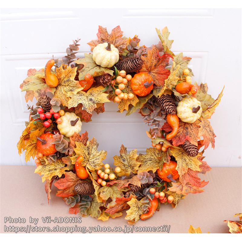 リース ハロウィン 花 秋 手作り クリスマス 飾り付け フラワーリース 造花 ガーデニング 壁掛け飾り 玄関ドア 雑貨 装飾 かぼちゃ ギフト お店おしゃれ : VII-ADONIS - 通販 - Yahoo!ショッピング