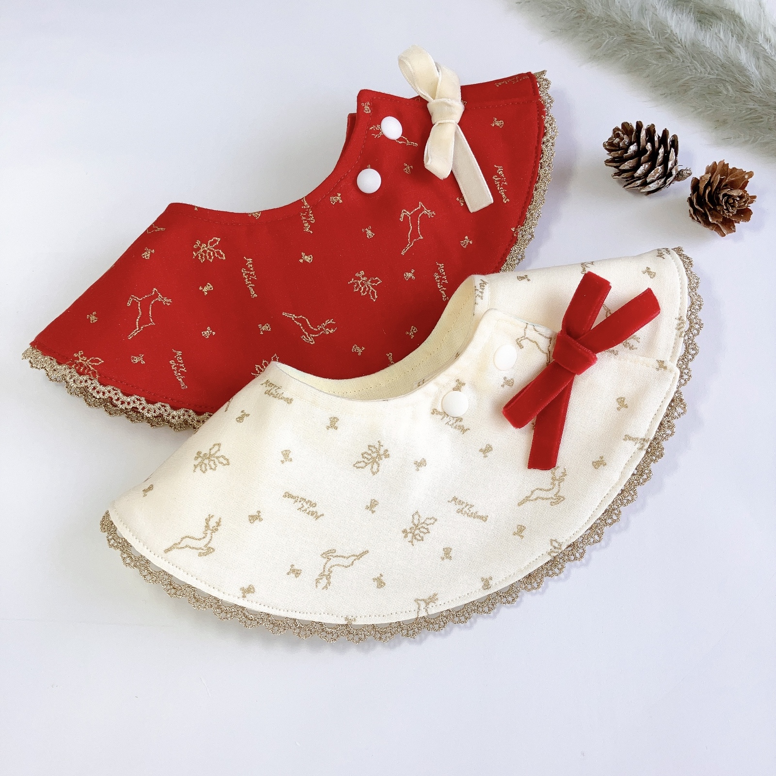 楽天市場型紙不要・縫い線付きスタイキット ベビーサンタクロース クリスマス Fanfare よだれかけ ベビー・赤ちゃん用 手芸初心者手芸キット 手作りキット 金属アレルギー対応 コットン 国産 ジャカード織 播州織 fanfare-christmas-bib-01 :clocomi 楽天市場店