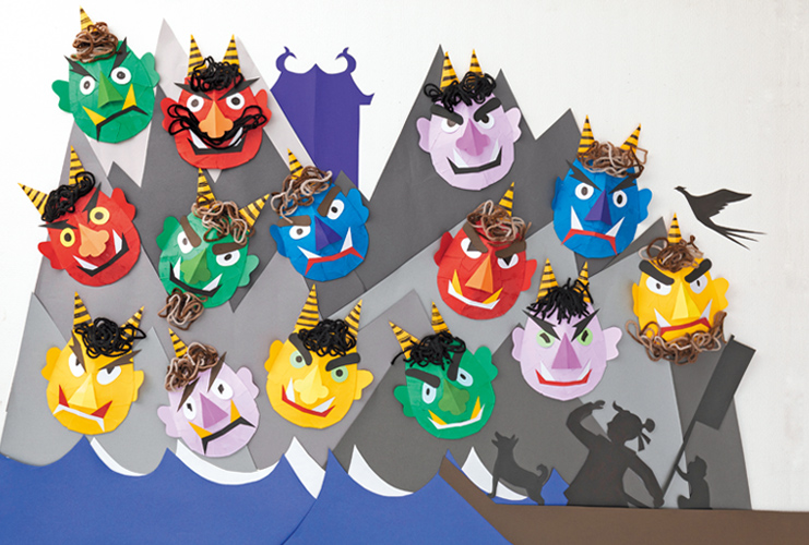 節分 鬼 壁面 2月の壁面 「節分！心の鬼をやっつけよう」 保育