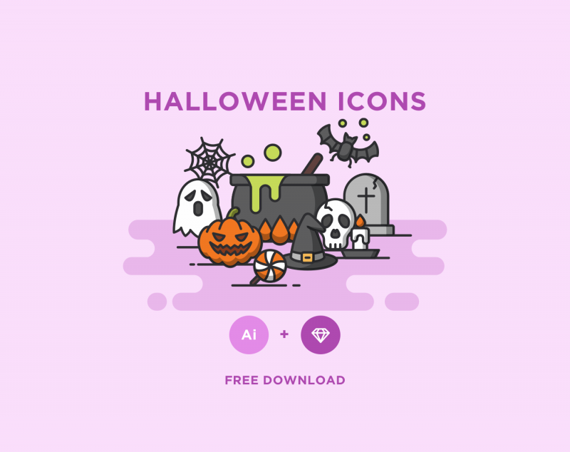 ハロウィンのアイコン 線画 の無料イラストセット透過PNG・商用利用OKイラストセンタ