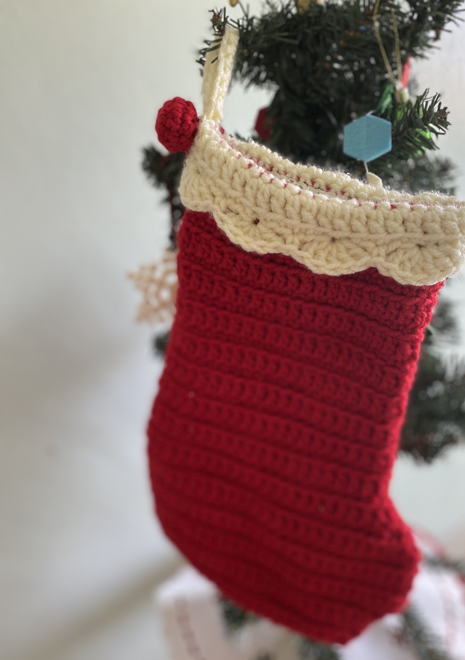 ダウンロード編み図：PDFデータ 棒針編み・アラン模様のクリスマス靴下