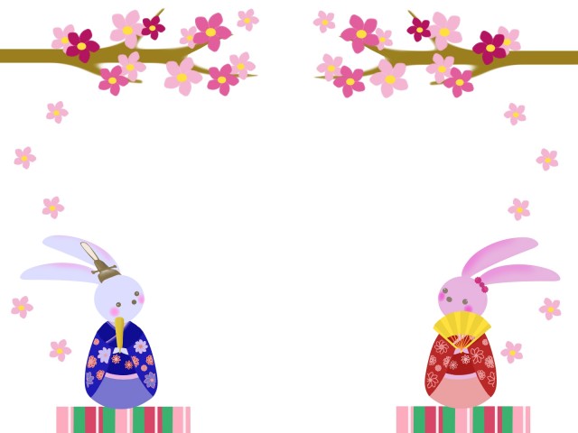 ひな祭りのタイトルスタンプ①かわいい無料素材 イラスト工房