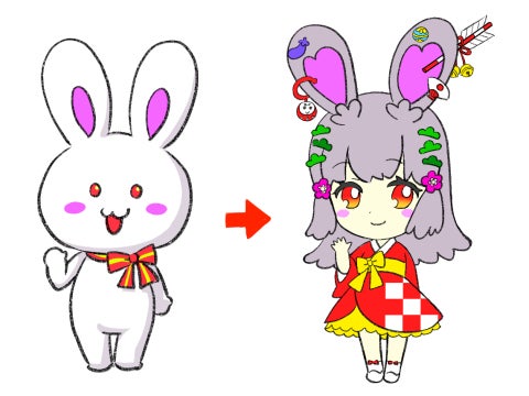 年賀状にうさぎのイラストを描いてみてはいかがですか？４コマ漫画「レジ友～留学生と働くスーパーの日常」＆丘田ぽんちのブログ