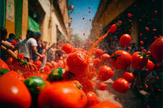 トマト祭りで真っ赤に染まったスペインの村 - WSJ