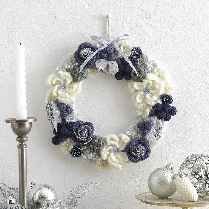 かぎ針編み図 畝編みのクリスマスリース – 手編みウェア＆雑貨の無料編み図 ATELIER *mati*