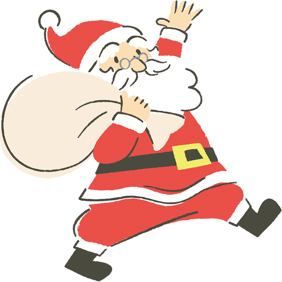 メリークリスマス！かわいいサンタクロース：イラスト無料