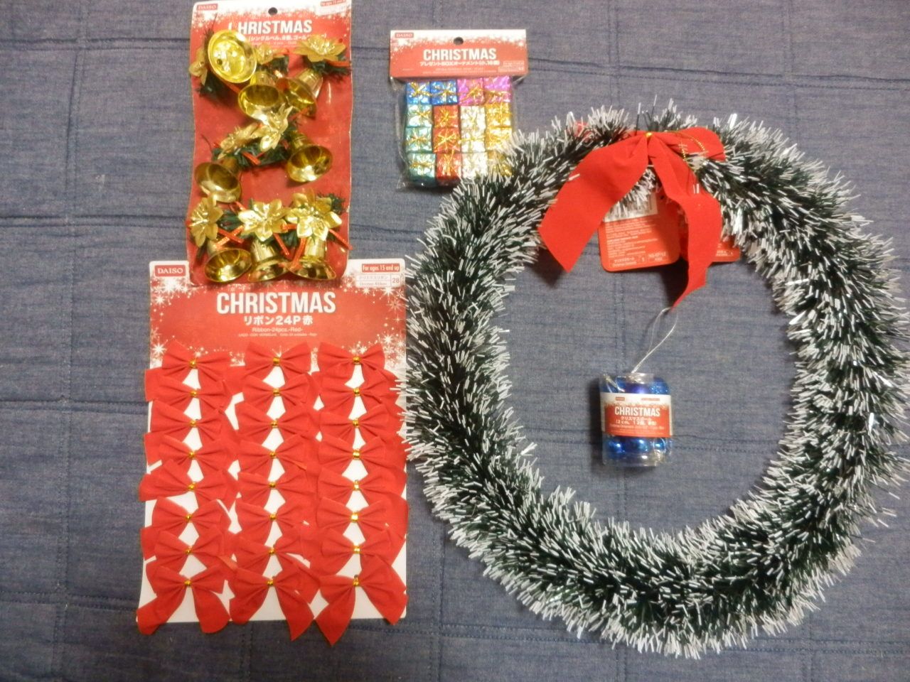 100均DIY ダイソーのフェイクフラワーでクリスマスリース Christmas wreath with Daiso's fake flowers🎄