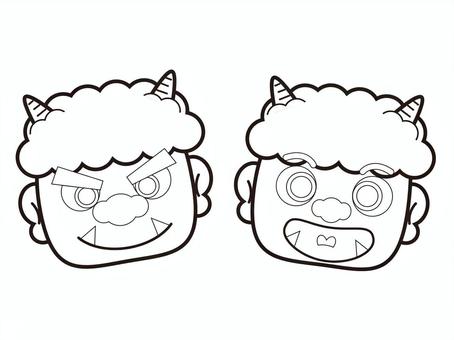鬼 顔なし２節分ぬりえぴよぴよプリント