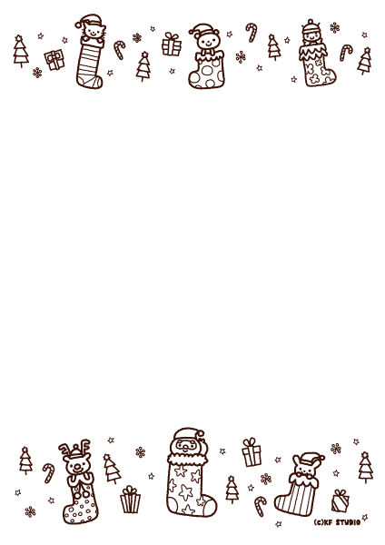 クリスマスの便箋テンプレート「クリスマスリースと柊」素材絵箱クリスマス館