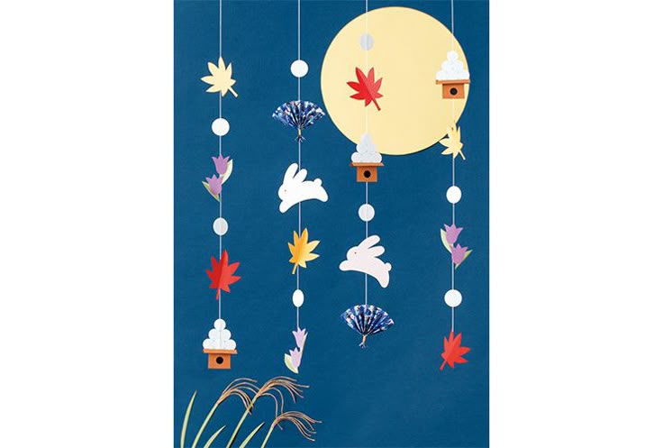 無料ダウンロード型紙で「お月見うさぎ」の壁面飾りを作ってみた！ 十五夜 秋 満月 ９月 保育園 幼稚園 介護施設 デイサービス 壁面装飾 製作壁面 飾り型紙工房