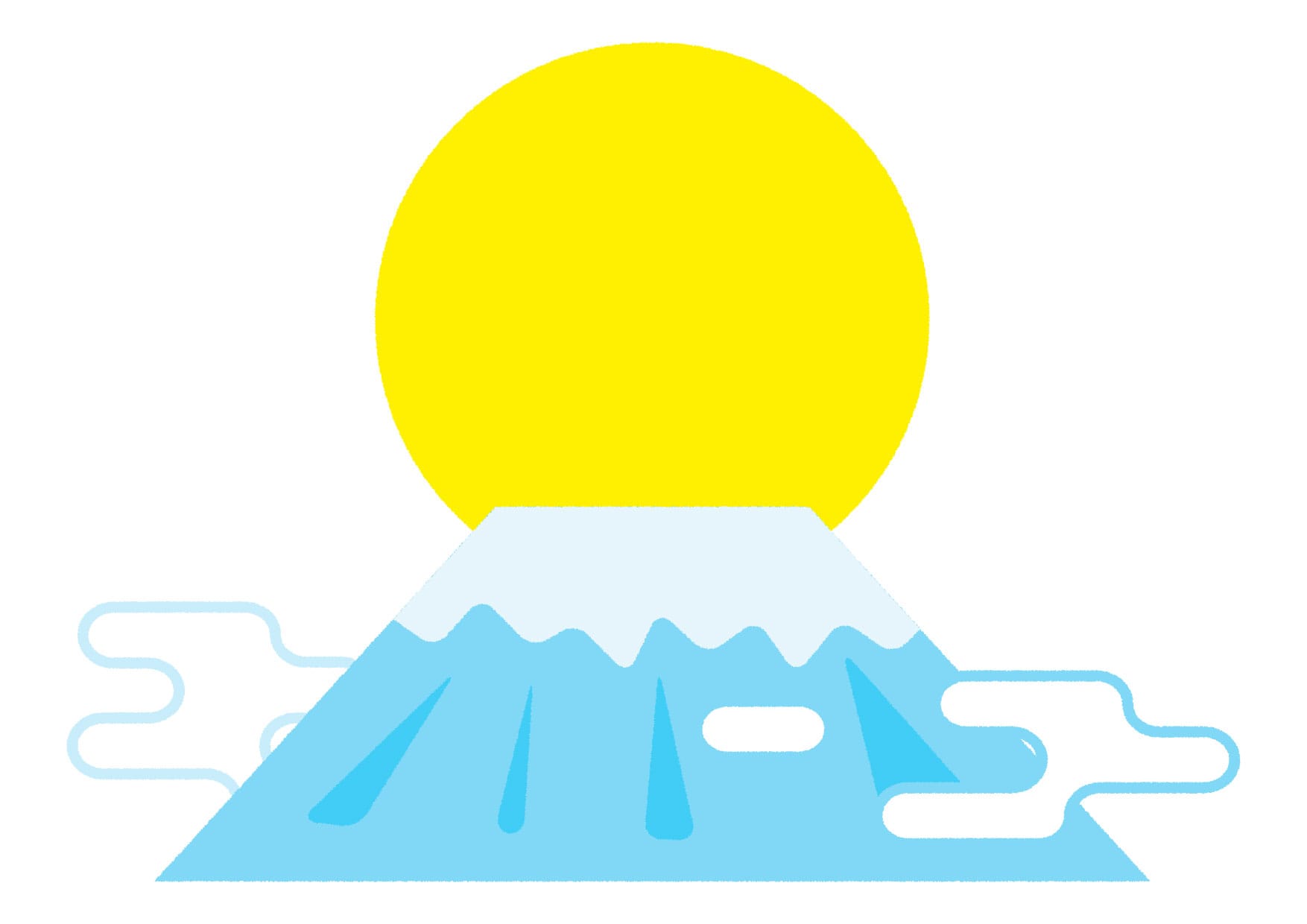 富士山と白うさぎ 2023年正月：イラスト無料