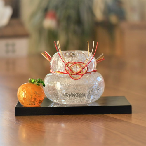 金箔ミカンのガラスのお鏡餅選べるみかん 水引付き♪ 鏡餅 Glass Forest 茶々 通販 18455719Creema クリーマ