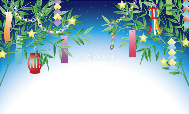 七夕のイラスト 笹の葉と短冊飾り無料フリーイラスト素材集 Frame illust