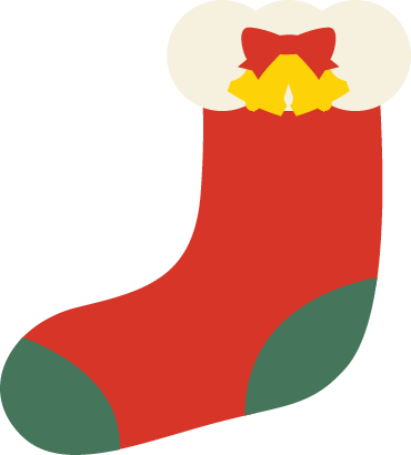 プレゼントの入った、クリスマスの靴下の無料イラスト透過PNG・商用利用OKイラストセンタ