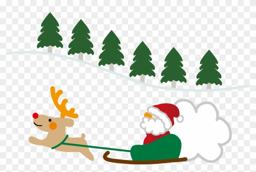 トナカイとサンタクロースのクリスマスイラストイラスト無料・かわいいテンプレート