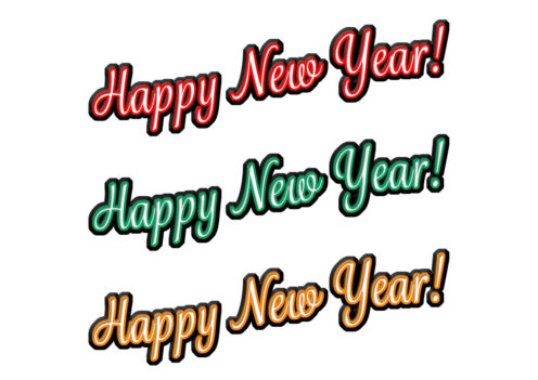 Happy New Year-手書き文字-筆記体-英語-年賀状 ゴールド のイラスト素材83584360- PIXTA