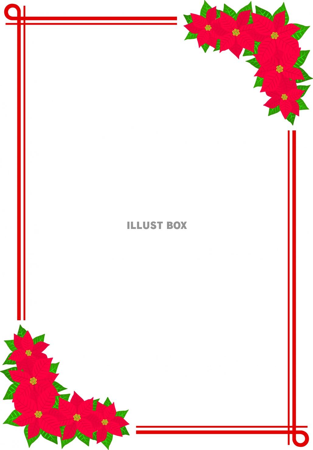 クリスマスのフレーム チェック柄 縦：イラスト無料