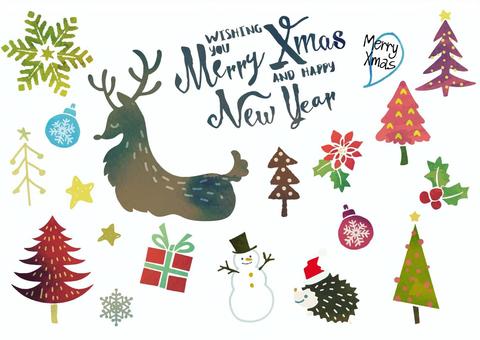 クリスマスツリーとサンタクロース かわいい クリスマス イラスト無料 フリー91542素材Good