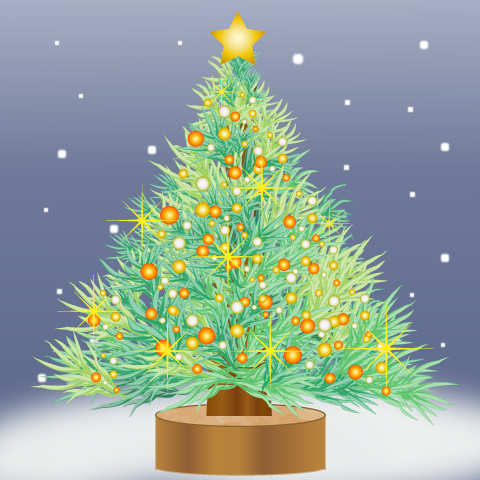 12月をイメージするワンポイントイラスト、クリスマスツリーのイラスト無料イラスト素材TemplateBox