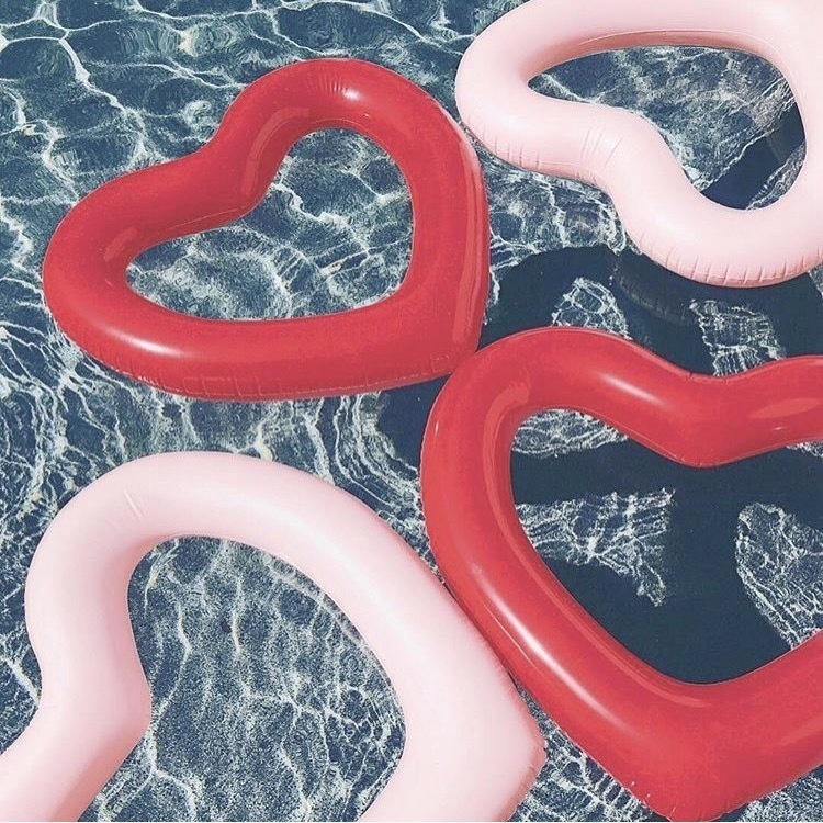 アウトドア・スポーツ・工具 マリン 浮き輪うきわ100cm ピンク&シルバーハート