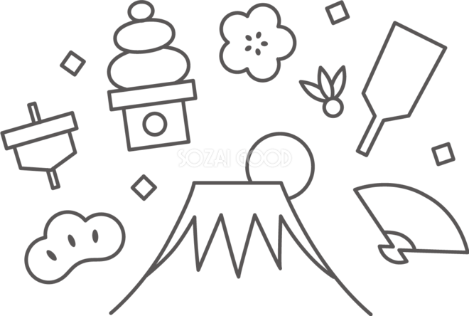 お正月のぬりえ 幼児用 3～5歳 無料ダウンロード学習プリント.com