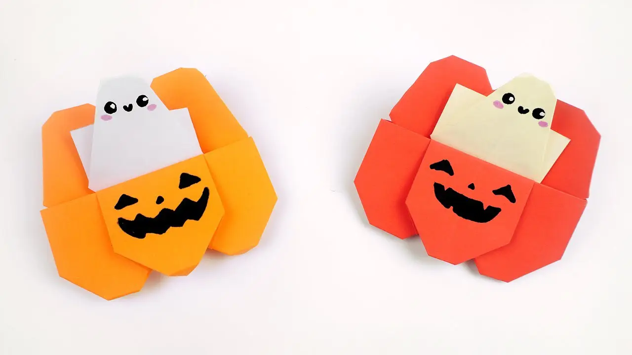 ハロウィン折り紙 シンプルでかわいいおばけの作り方 ☆ 折り紙 かんたん