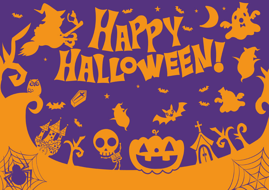 ハロウィンイラスト 満月の背景フレーム枠素材無料フリーイラスト素材集 Frame illust