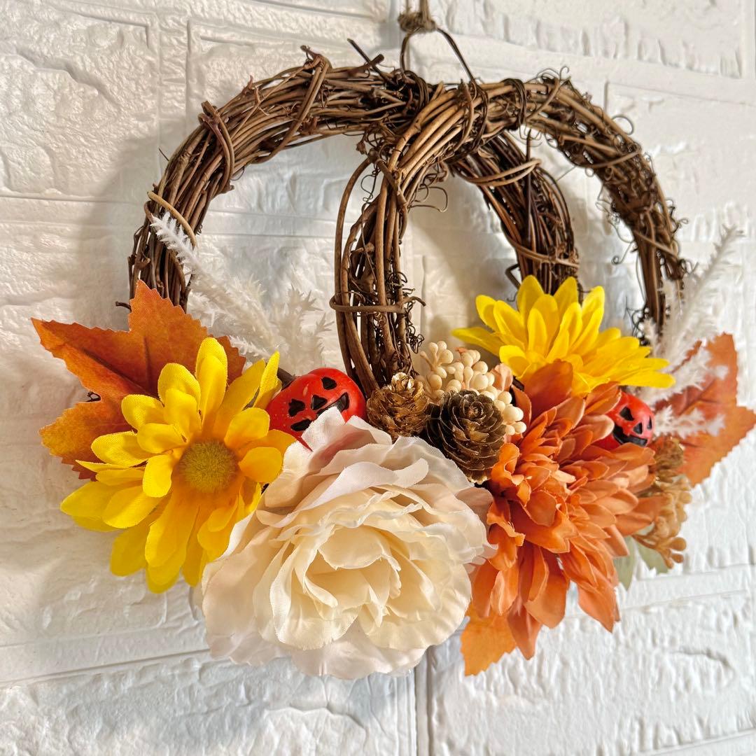 手作りキット リース ハロウィンリース キット ハロウィン 秋色カラー シック リース 玄関用 リース キット 材料 花材 マニュアル リース 手作りキットハロウィン かぼちゃ お洒落 リース 光触媒 リース人気 玄関リース オータムカラー ハロウィンリース 楽天市場秋