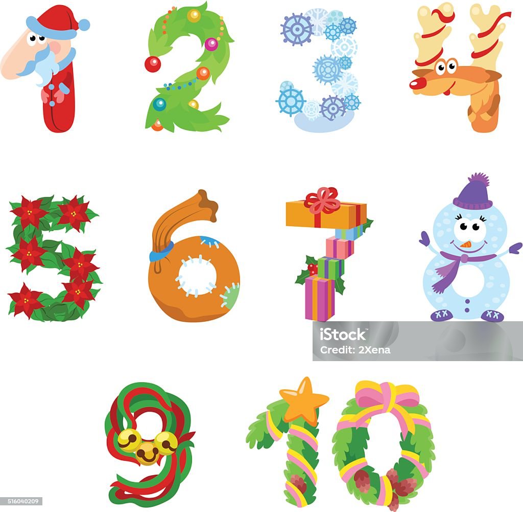 ベクトルのアドベント カレンダー。手書きの数字とクリスマス カウント ダウン