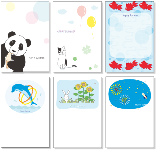 子ども 暑中見舞いはがきかわいいイラスト無料ダウンロード・印刷幼児教材・知育プリントちびむすドリル 幼児の学習素材館