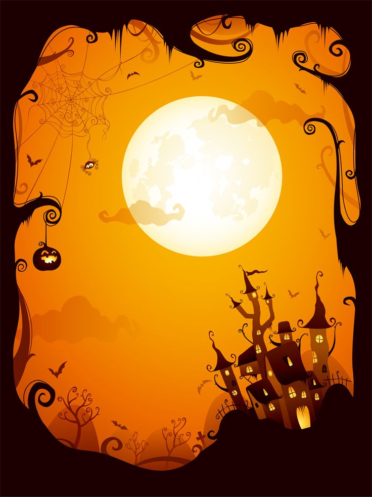 『99円から390円素材sozai』ハロウィン背景イラスト かぼちゃ館こうもり満月 枯れ木 紫 2