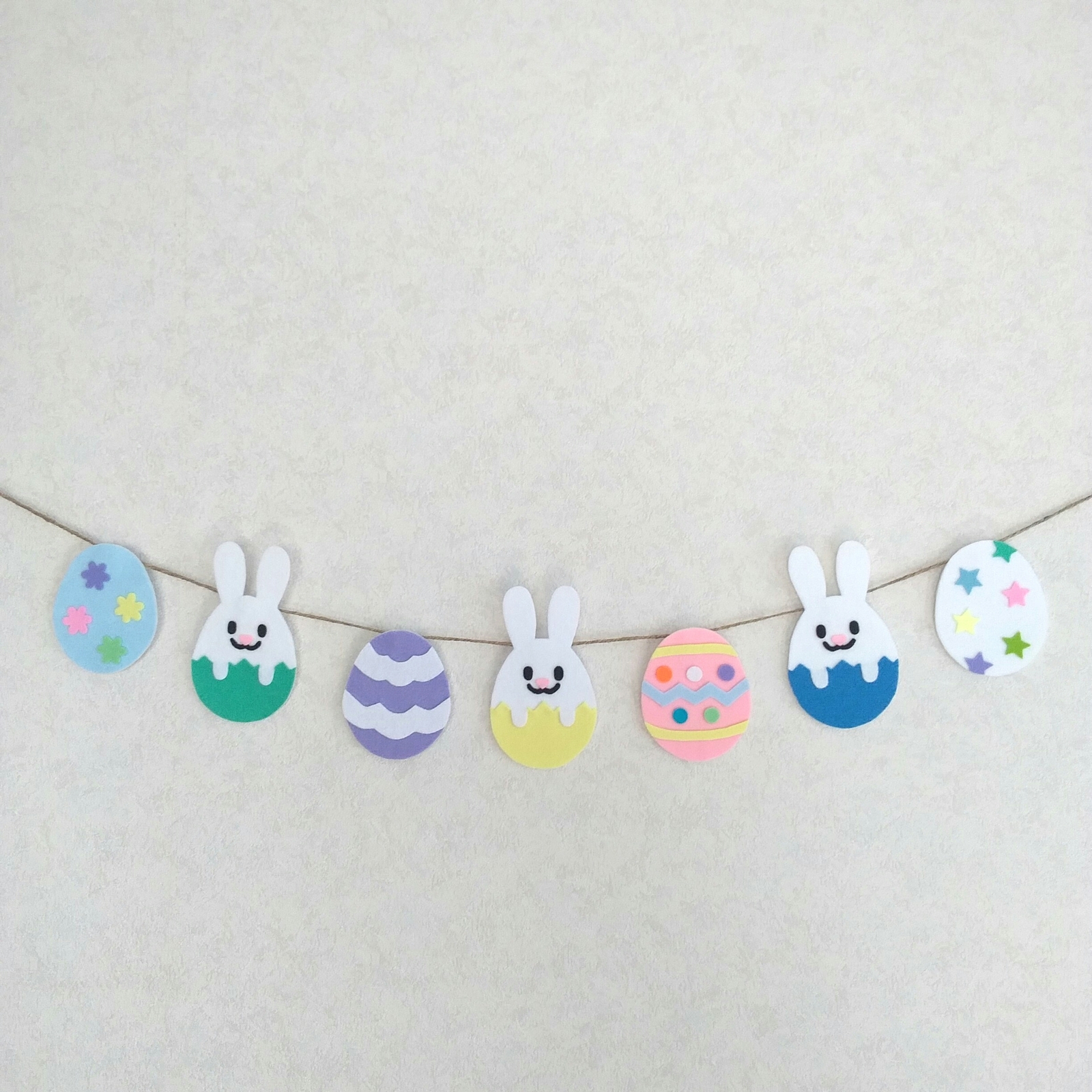 ハッピーイースターデコレーションイースターエッグバニーエッグガーランドペンダントデスクトップハウスナンバーデコレーションDIY手作り イースターエッグハートリボンバージョン ガーランド 壁面