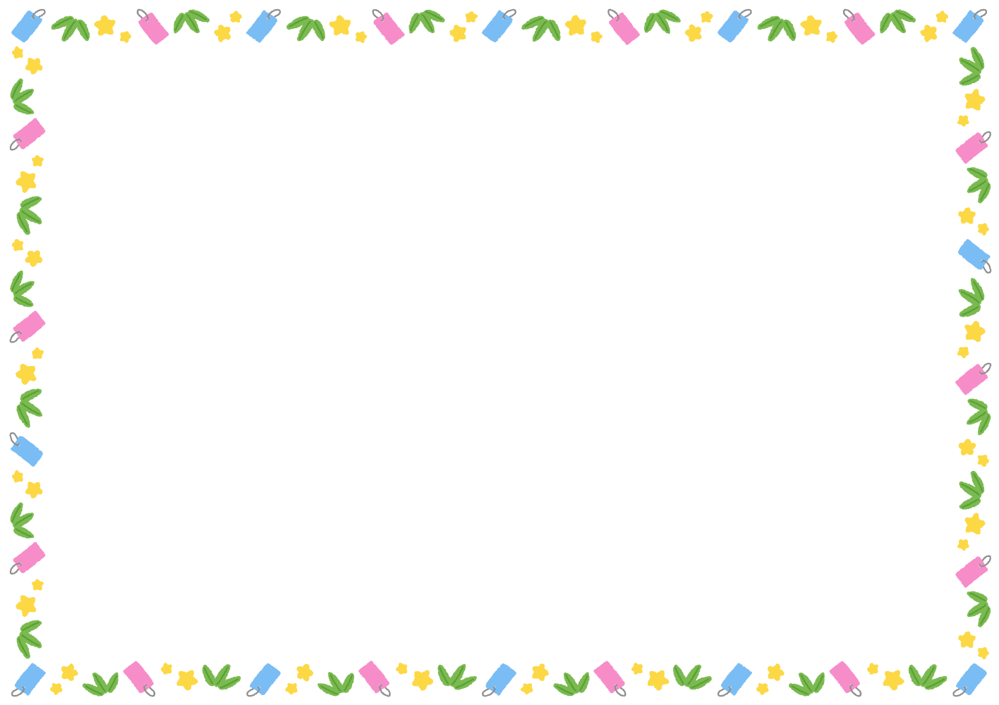 七夕竹フレーム 透過png：イラスト無料