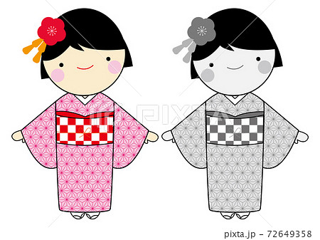 オリジナル手描きイラスト☆お正月～着物少女～☆色紙