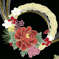 お正月_ツバキリース：イラスト無料