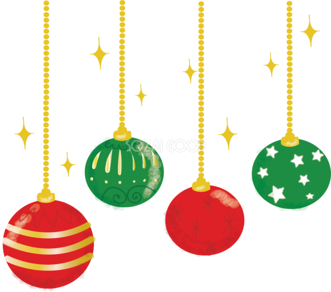 クリスマスオーナメント Merry Christmas、ベル、リボン、ヒイラギ、アイテム無料イラスト素材素材ラボ