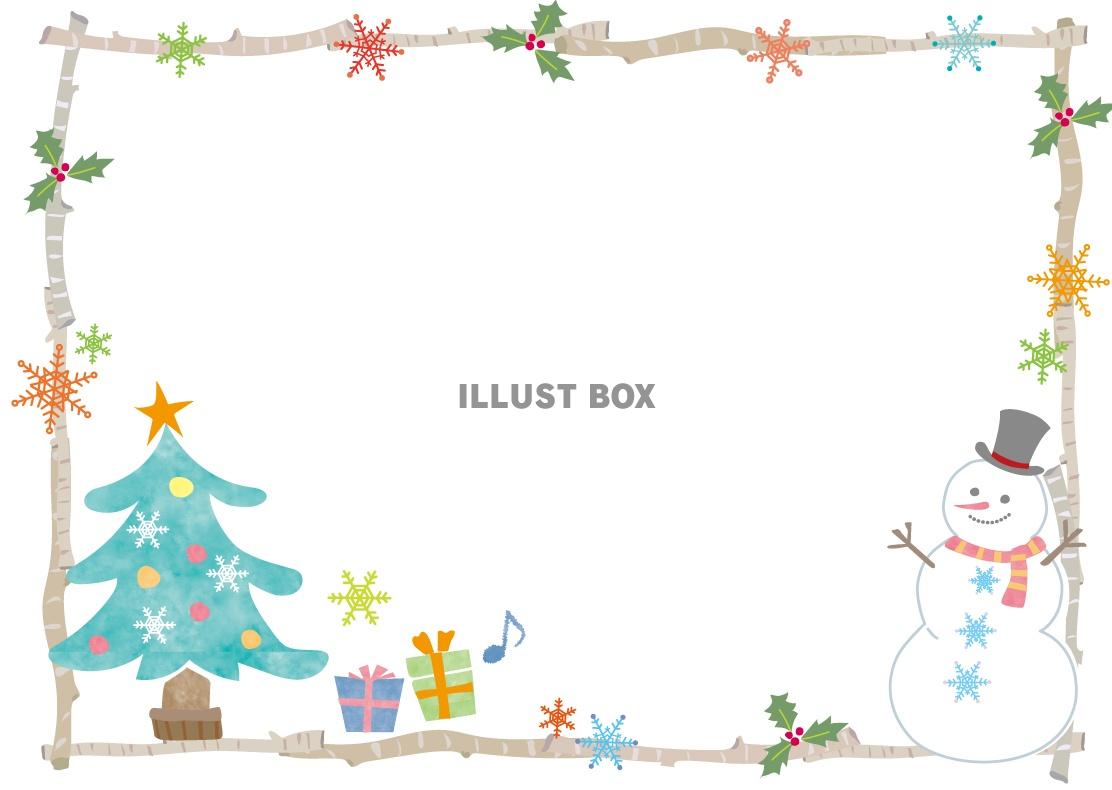 サンタクロースのメリークリスマスフレームイラストのフリー素材イラストイメージ