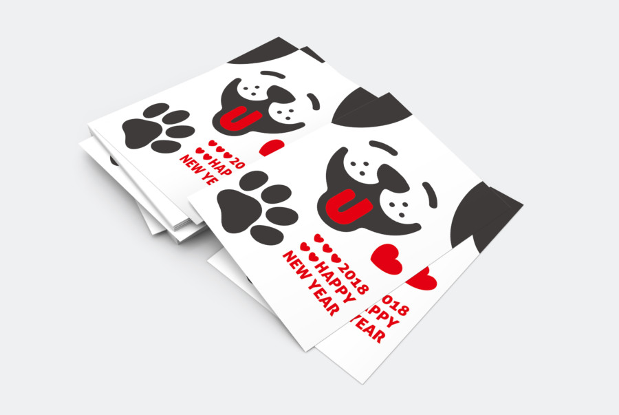 2018年2030年戌年完成年賀状テンプレート「ステンドグラス風白背景和風デザイン」HAPPYNEWYEAR Stock ベクターAdobeStock