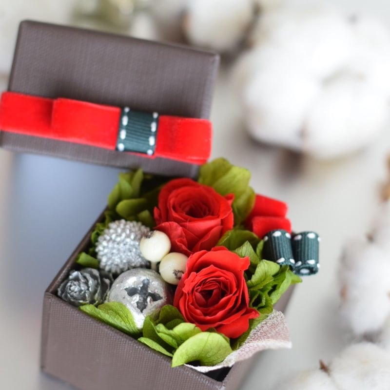 プリザ 基本のクリスマスリース『もこもこ丸いリースを作る方法』プリザーブドフラワー フラワーアレンジメント