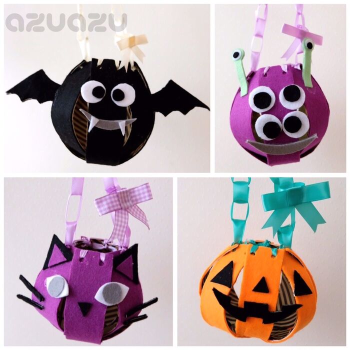 壁面飾りハロウィンバッグ24セット 製作キット お菓子入れかばん