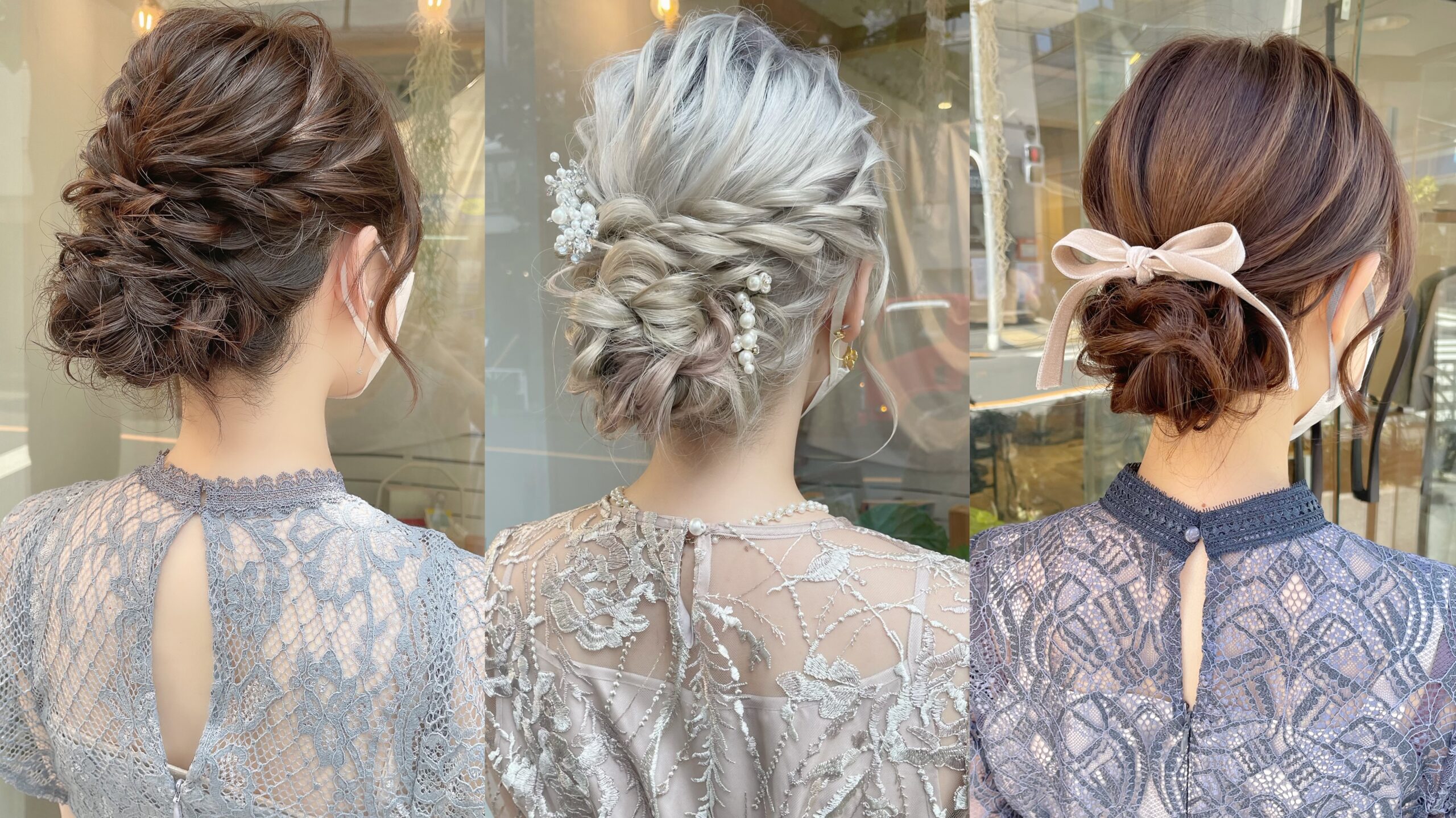 編み込みアレンジ・パーティセット・ハーフアップ夢館ビューティー京都着物着付・ドレスヘアセット＆メイク結婚式 ・およばれ・パーティに