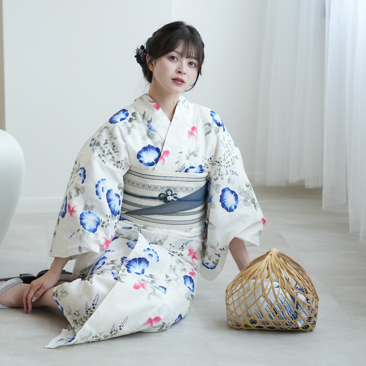 レディース浴衣セットレトロな朝顔柄が人気！おしゃれな浴衣セットのおすすめランキングキテミヨ-kitemiyo