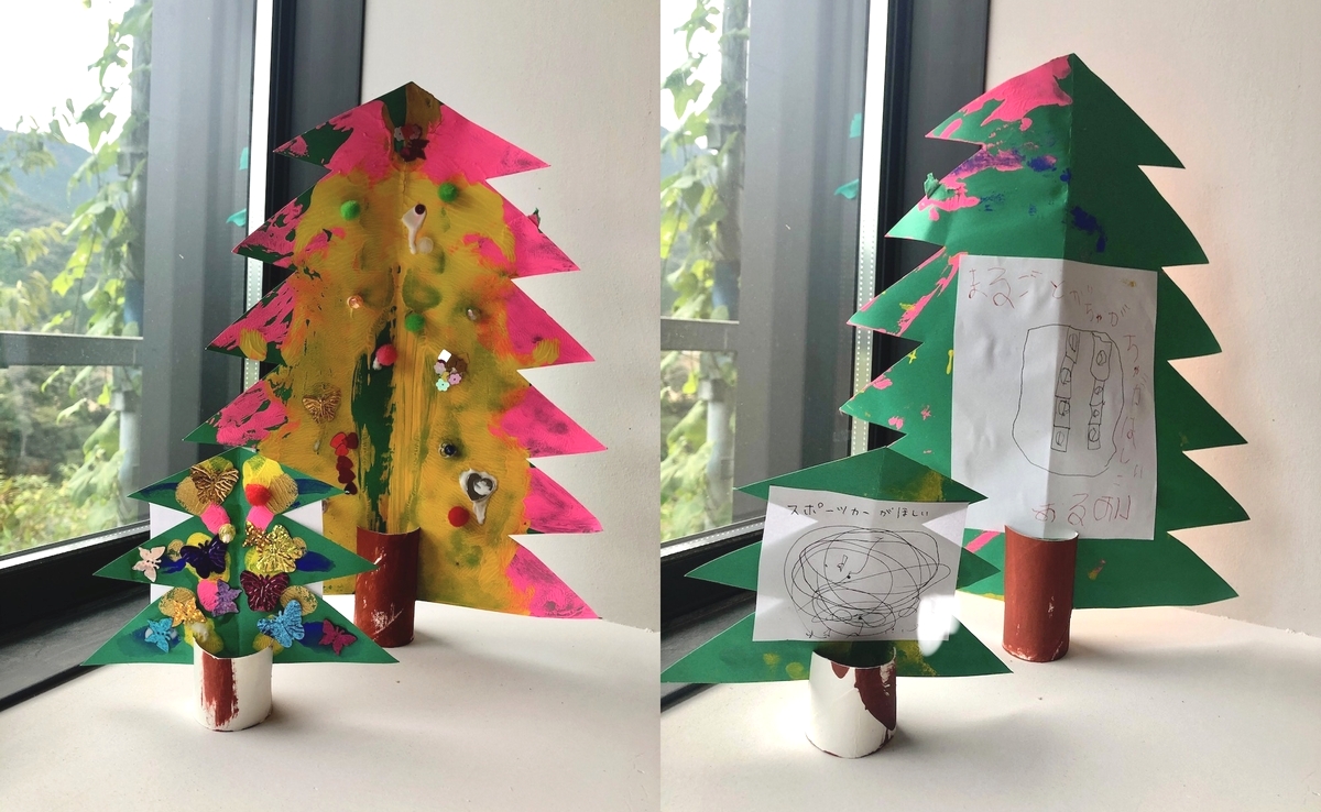 たんぽぽ保育園🎅 クリスマス製作③ 🎄🧑‍🎄❁💖 ３歳児さんの製作です⭐ ⁡⁡ ⁡クリスマスツリー🎄製作♥ 紐通しで作るオーナメント🔵🔴は 楽しみながら手指の発達を促します✨ ⁡保育園保育所保育士保育者保育園紹介保育園行事保育園製作保育製作