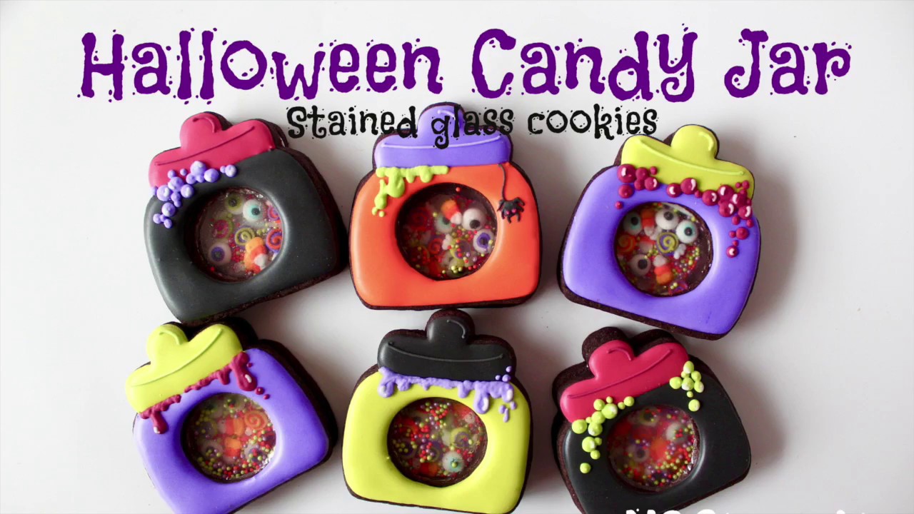 HALLOWEEN Candy jar Stained glass cookiesハロウィンキャンディージャーのシャカシャカクッキ