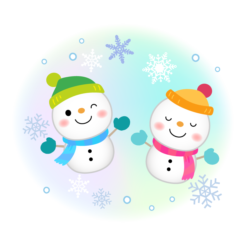 無料素材女の子のキスで溶ける雪だるまのイラストがかわいいクリスマスカードのテンプレート