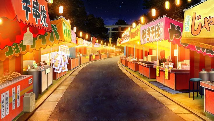 夏祭りのイラスト 屋台、カーテン、焼きそば、日本、たこ焼き、チョコレートバナナ、花火 のイラスト素材・ベクター Image 178501312