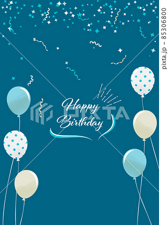 風船と鳥のフレーム３ 縦向き イラスト