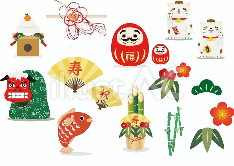 ししまい１月のイラスト・獅子舞・縁起物・1月・正月・年賀状無料イラスト素材TemplateBox