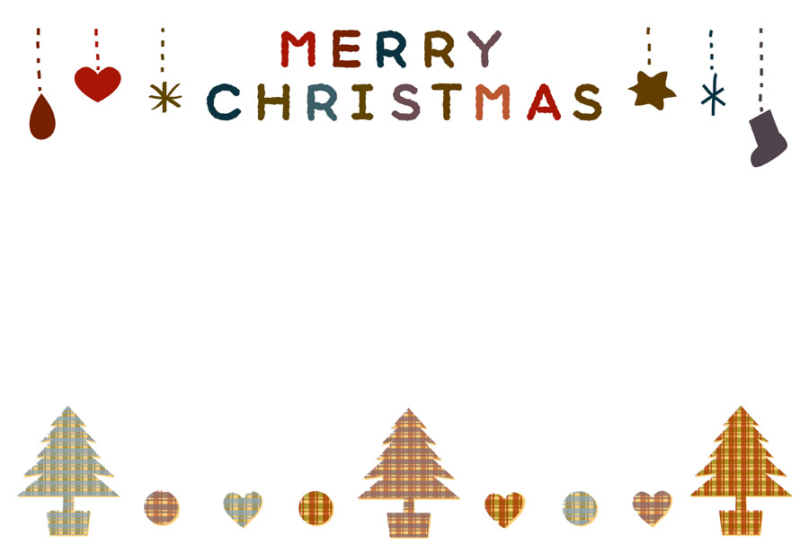 サンタとツリーのクリスマスカードの無料イラスト素材イラストイメージ